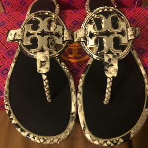 Tory Burch Miller Sandal Metal Miller Snake 8.5